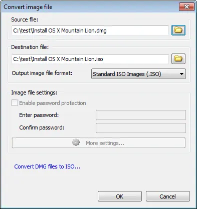 Convert DMG to ISO on Windows — example PowerISO interface screenshot